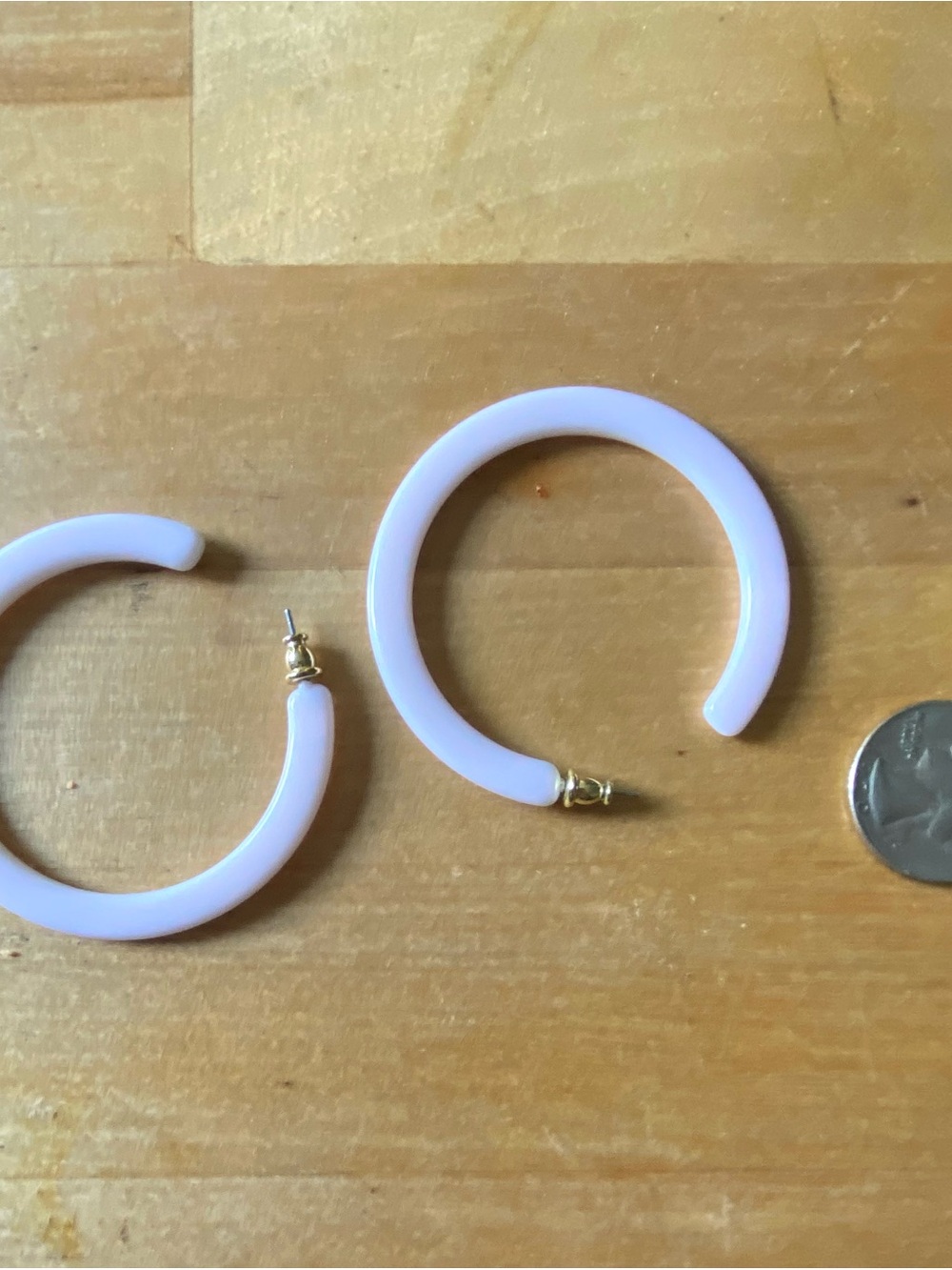 Anthropologie Women’s Light Pink Hoop Earrings with Gold Posts